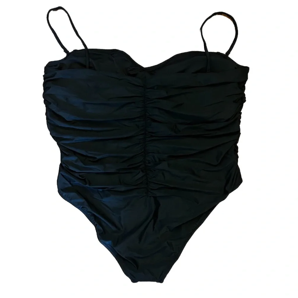 NWT J. Crew Ruched Sweetheart One-Piece Swimsuit Black Size 24 - Picture 5 of 10